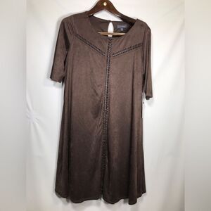 Luxology Dress Size 10 Round Neck L Brown Lined NWT